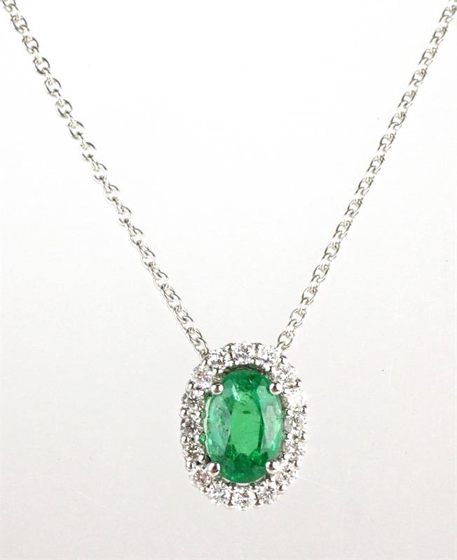 Zlatý náhrdelník se smaragdem a diamanty