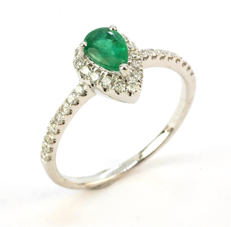 Zlatý prsten se smaragdem a brilianty