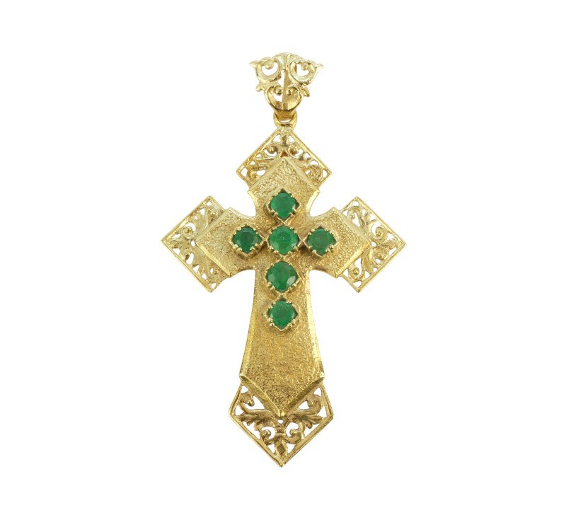 Zlatý závěs se smaragdy - kříž