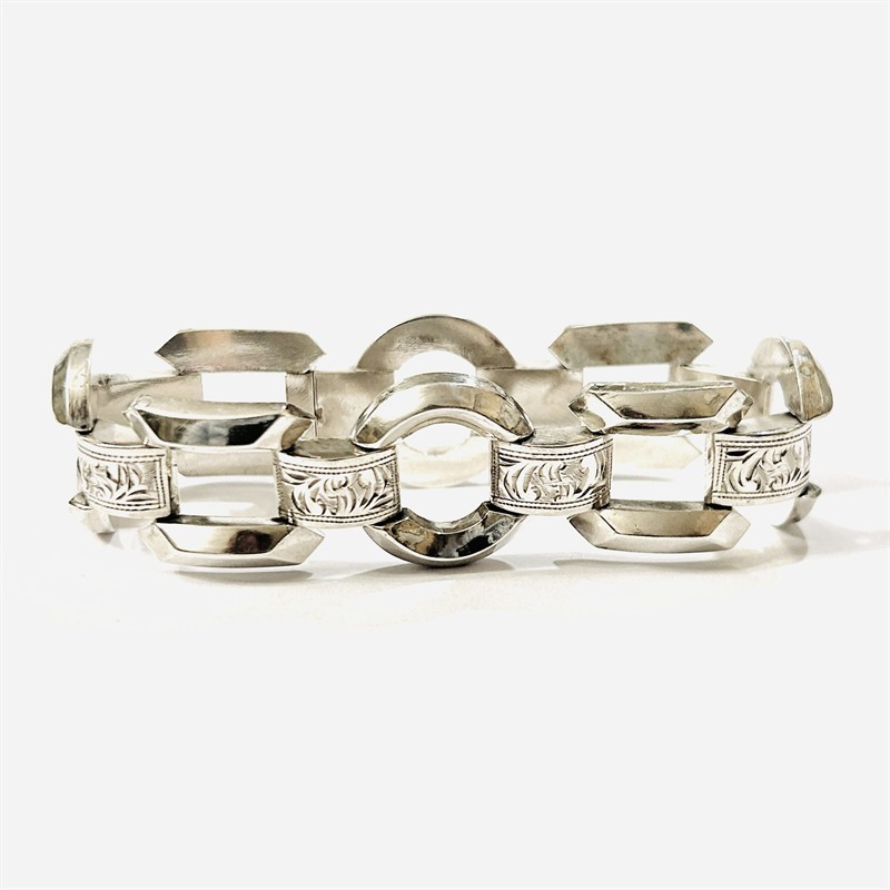 Stříbrný art-deco článkový náramek