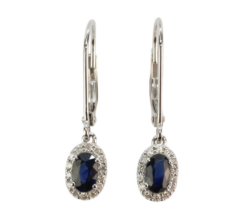 Zlaté náušnice s brilianty a safíry