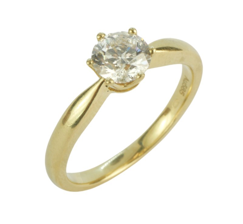 Zlatý prsten s briliantem 1,05 ct