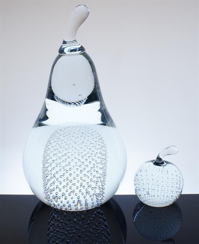 Skleněný objekt "HRUŠKA" dekor Kapky deště M. METELÁK XXXL!