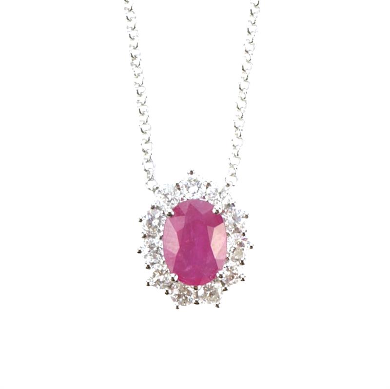 Zlatý náhrdelník s brilianty a rubínem