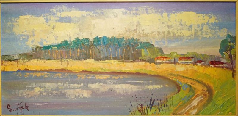 Jaromír SNÍŽEK - "Večer u jezera" olej, Poděbrady