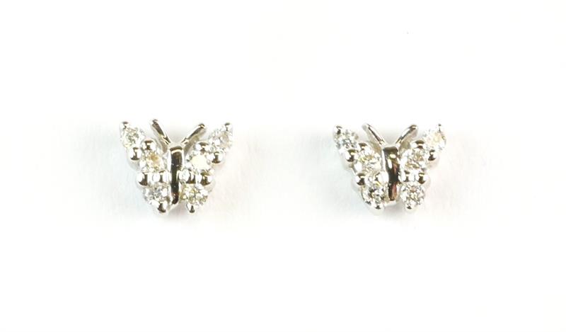 Zlaté náušnice s diamanty - motýli