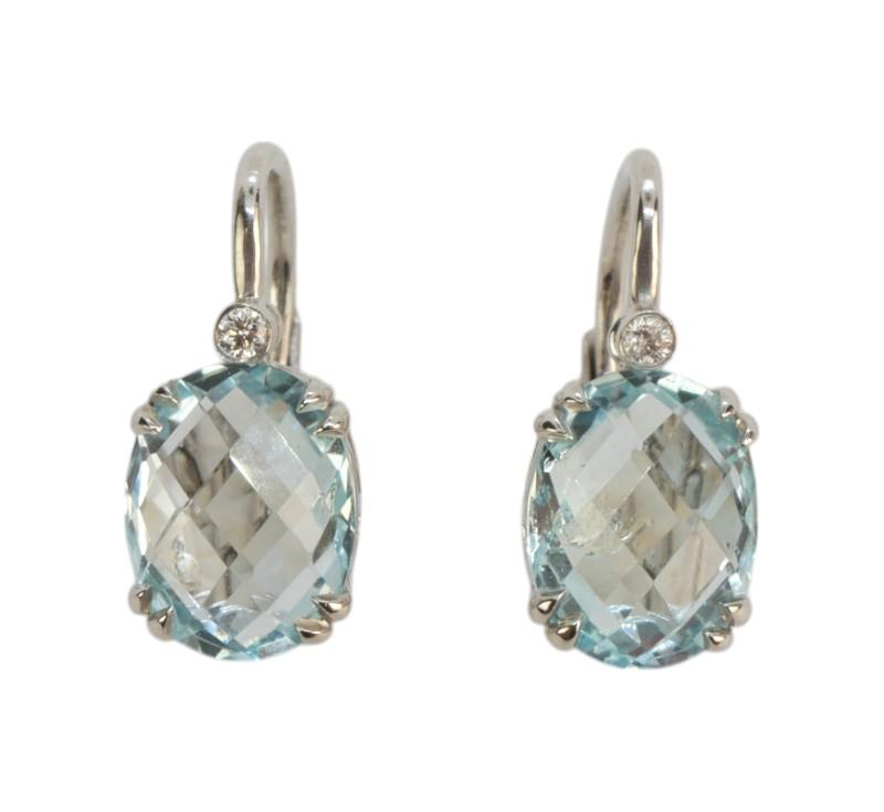 Zlaté náušnice s brilianty a topazy