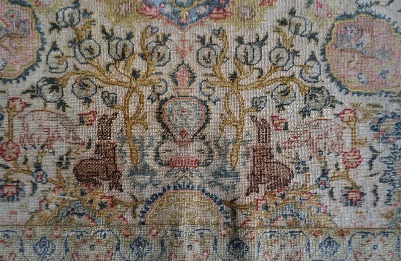 Starý perský koberec KAISERI Turecko, ba/hedvábí 145x145 c