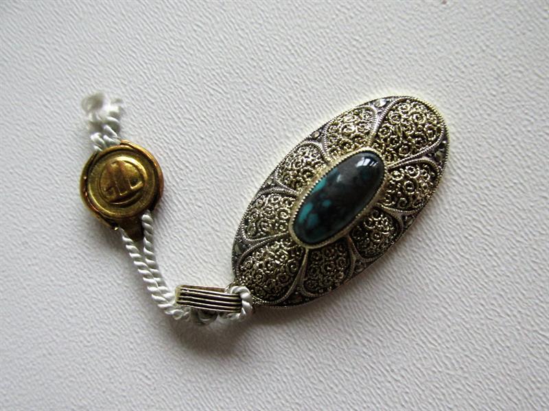 Theodor Fahrner Přívěsek - Pozlacené stříbro 925 - Tyrkys a markazity