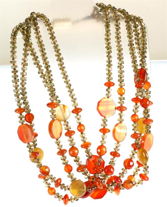 Pětiřadý náhrdelník s karneoly a