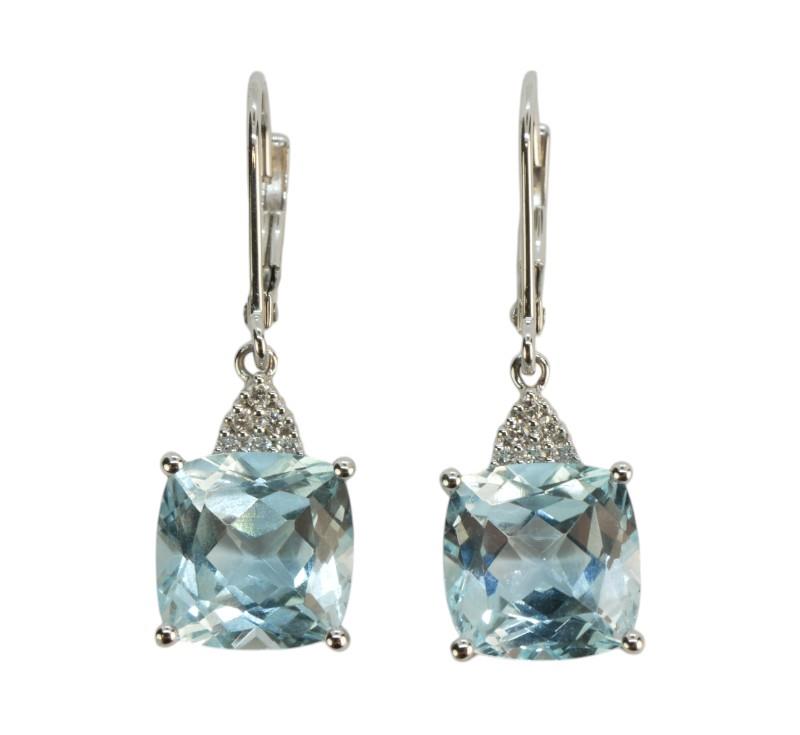 Zlaté náušnice s brilianty a topazy