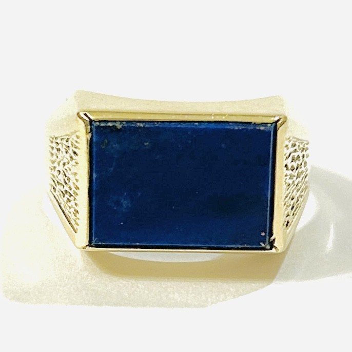 Zlatý pánský prsten s lapis lazuli